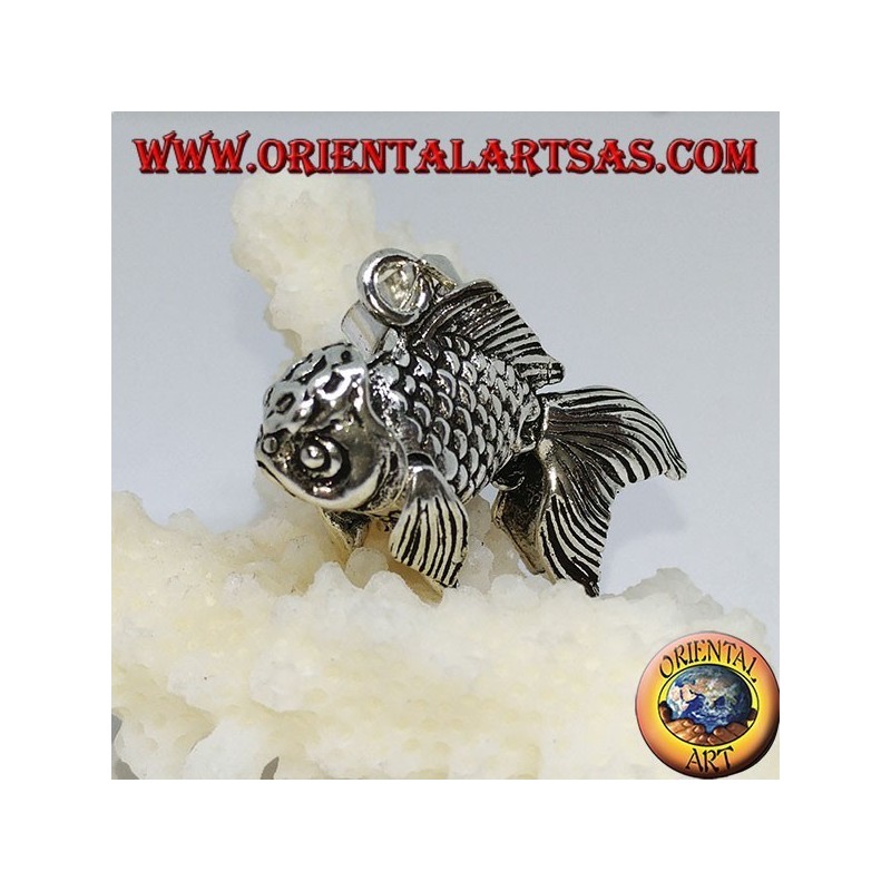 Pendentif mobile poisson rouge en argent
