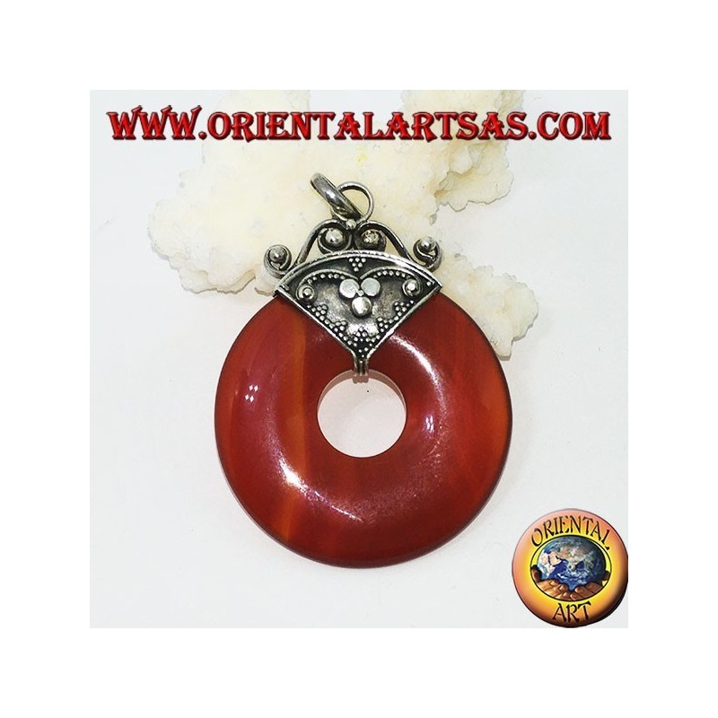Pendentif en argent avec beignet cornaline de mm. 35