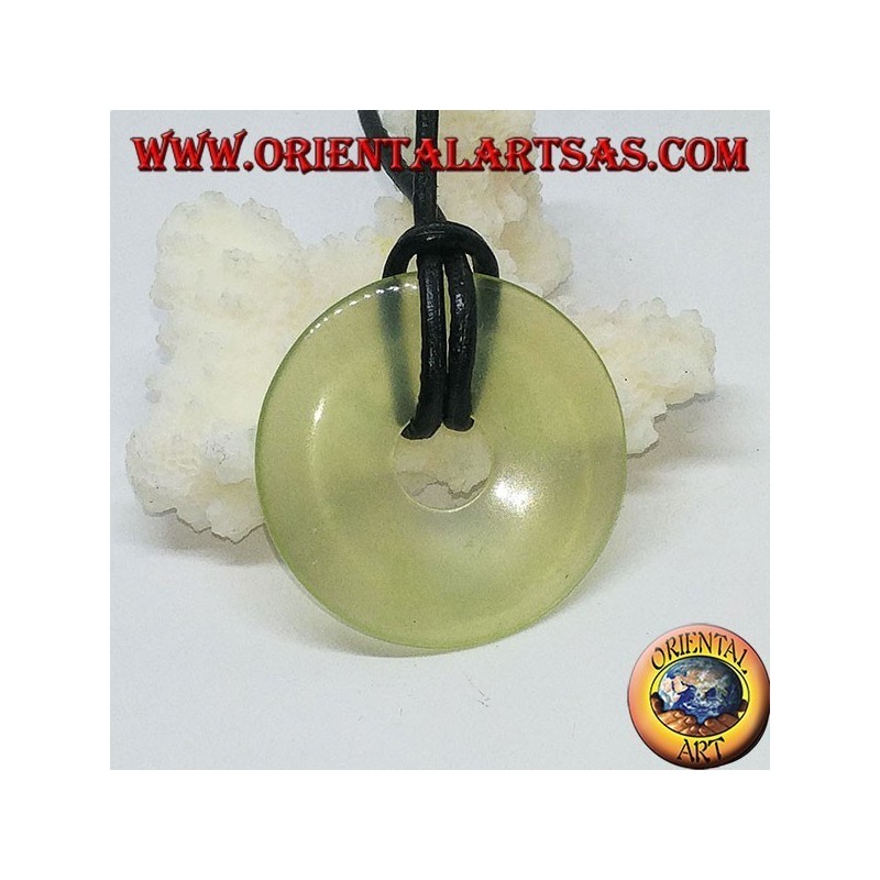 Colgante de jade en forma de rosquilla (30 mm) completo con cordón encerado ajustable