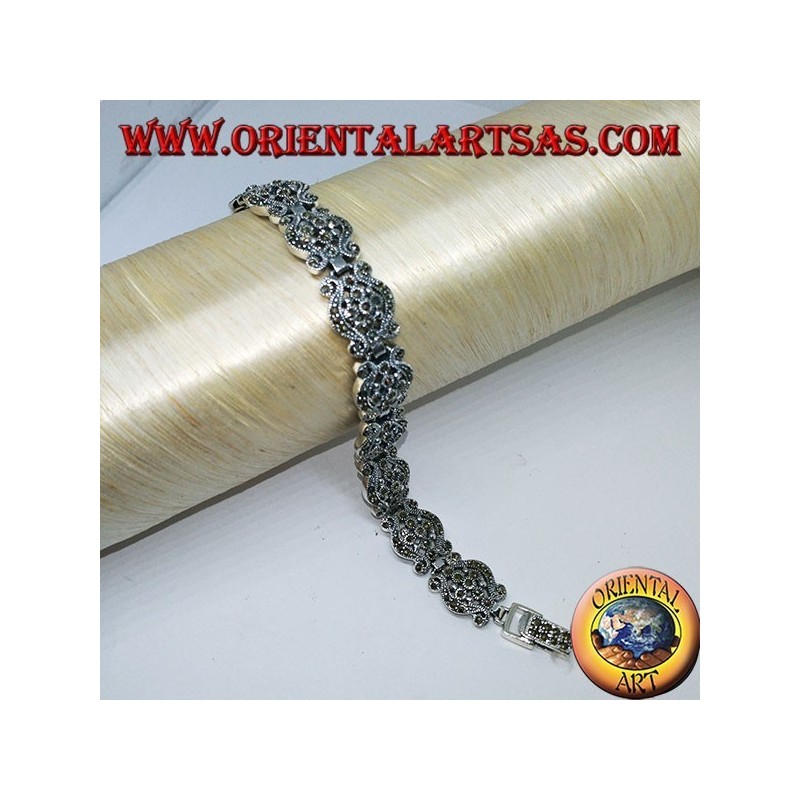 Silver bracelets with marcasite baroque style