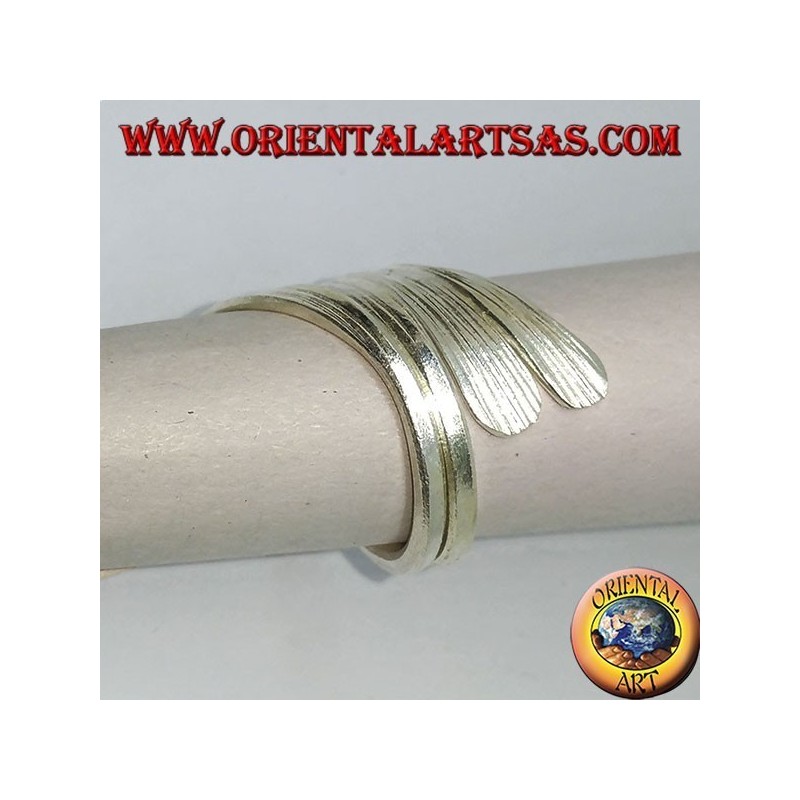 Handmade rolled silver leaf ring