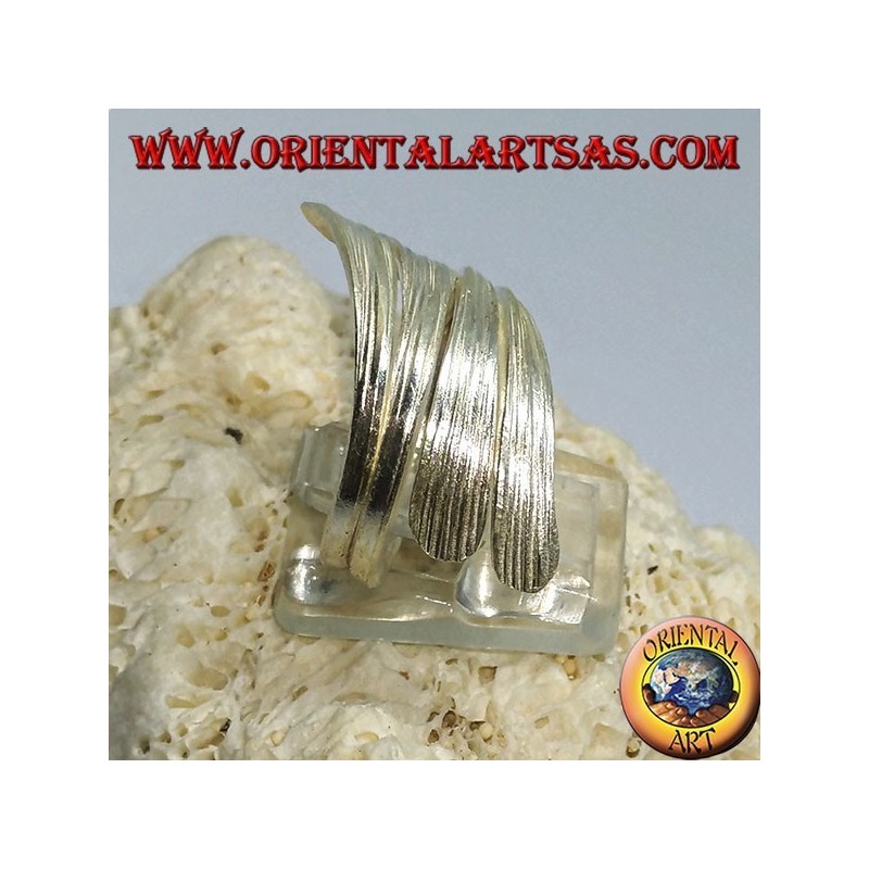 Handmade rolled silver leaf ring
