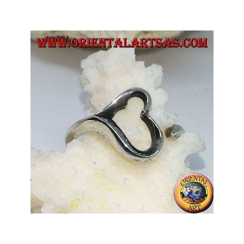 Silver ring openwork heart, symbol of love