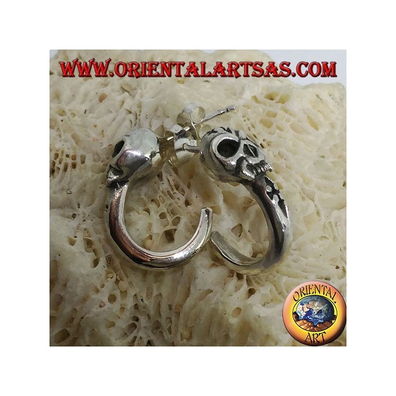 Silberohrring, Piratenhalbkreis mit Totenkopf