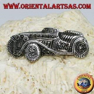 Spilla in argento auto d'epoca antica con marcassiti 