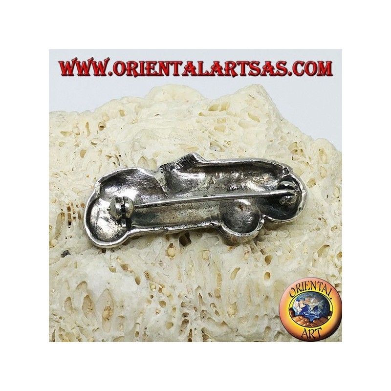 Silberne antike Oldtimer-Brosche mit Markasiten