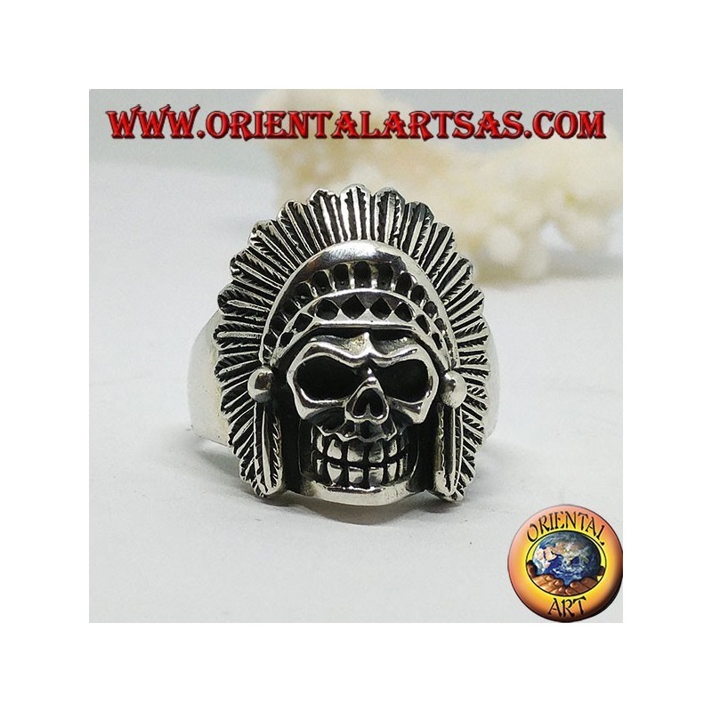 Anello in argento teschio indiano
