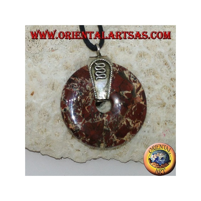 Pendentif jaspe (beignet de 30 mm) avec crochet en argent 925 ‰