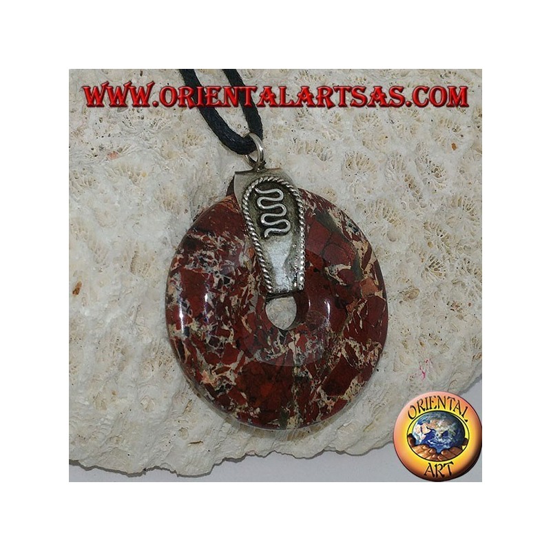 Pendentif jaspe (beignet de 30 mm) avec crochet en argent 925 ‰