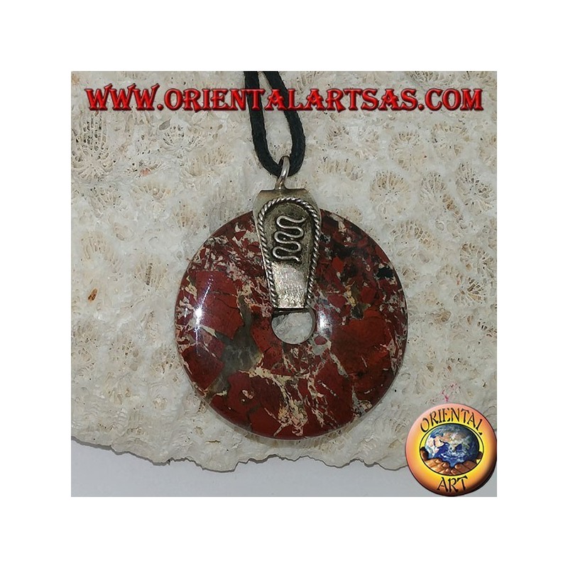 Colgante de jaspe (rosquilla de 30 mm) con gancho de plata 925 ‰