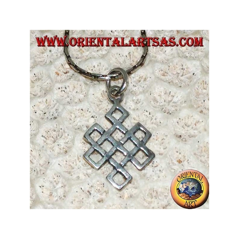 Pendentif en argent Srivatsa symbole de bonne chance (symbole de l'infini tibétain)