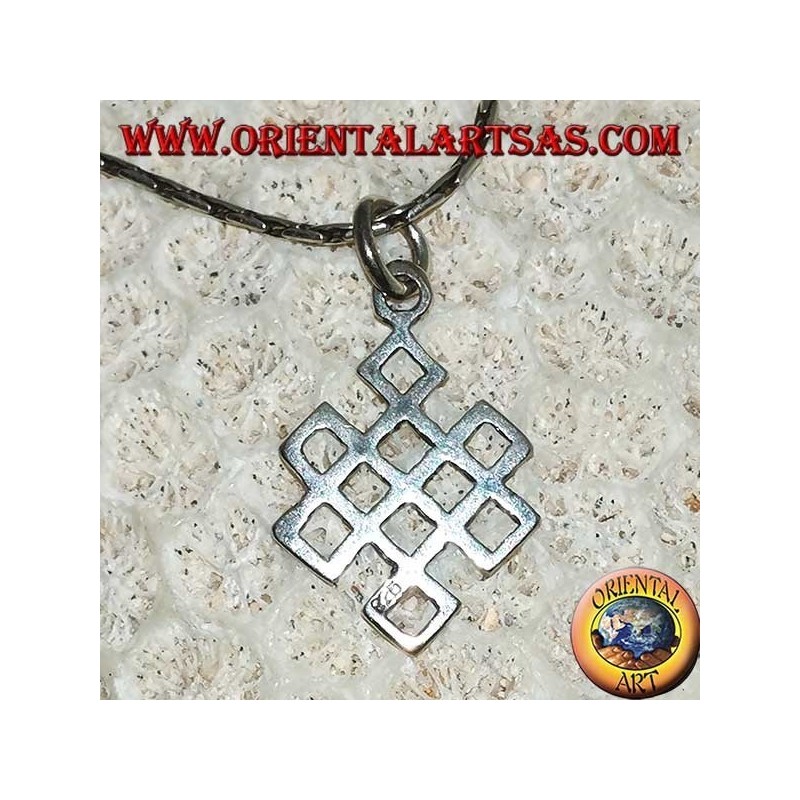 Ciondolo in argento Srivatsa simbolo di buon auspicio (simbolo dell'infinito tibetano)