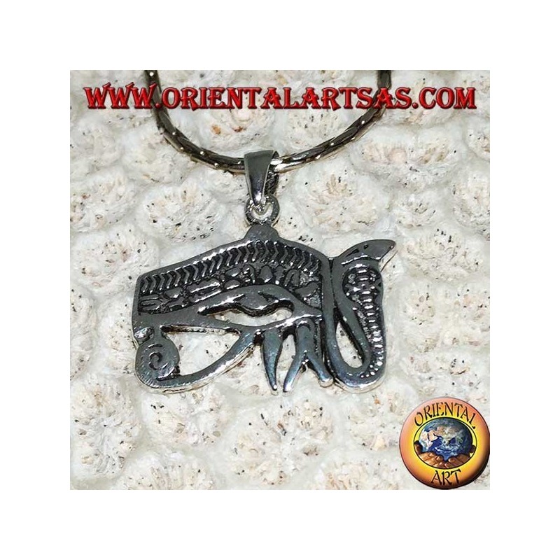 Silver eye pendant of Horus with cobra (Udjat)