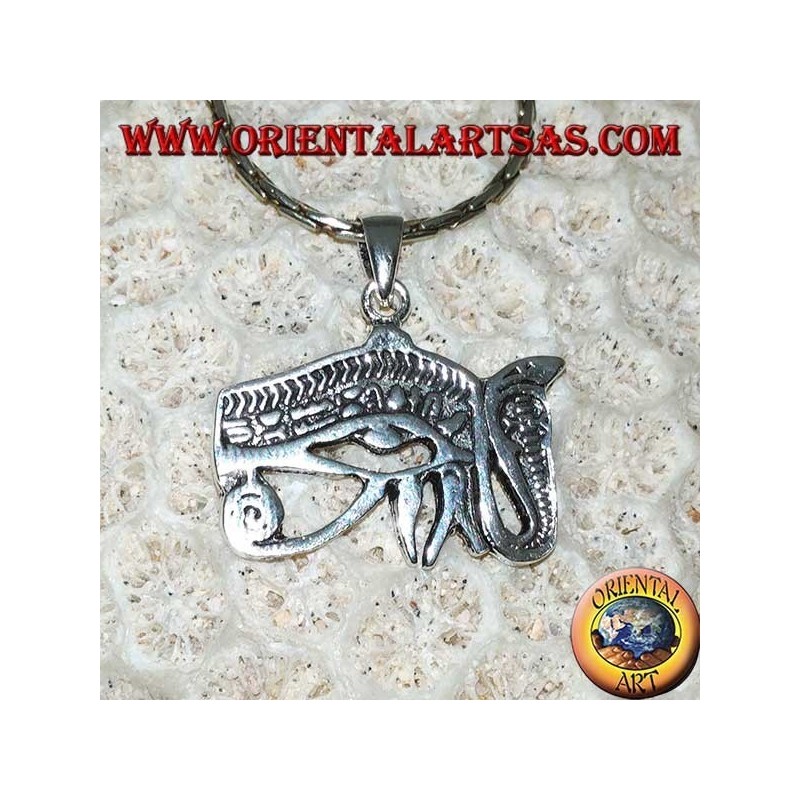 Ciondolo in argento occhio di Horus con cobra (Udjat)