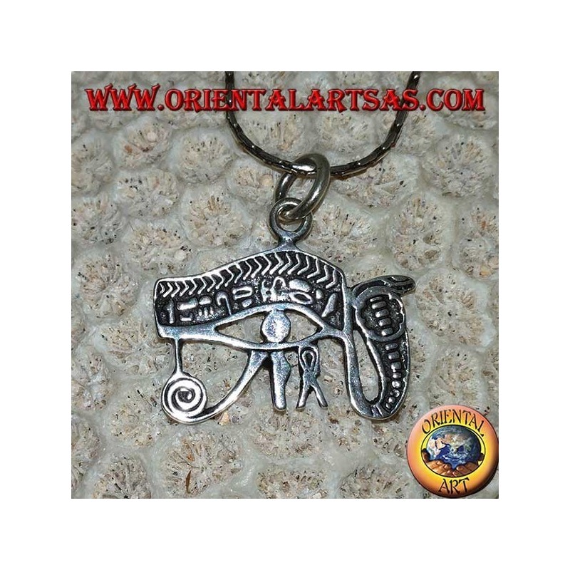Silver pendant, Eye of Ra, eye of Horus with cobra, The Eye of Providence