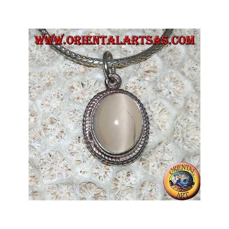 925 Silber Silberanhänger mit ovalem Mondstein