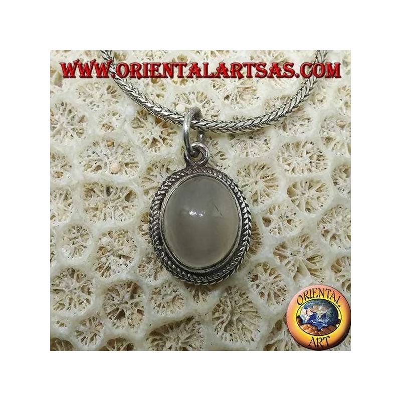 Pendentif en argent 925 avec pierre de lune ovale