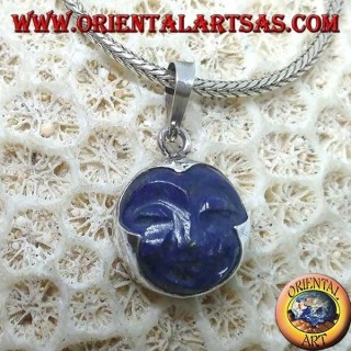 Silberanhänger mit Sonnenkamee aus natürlichem Lapislazuli rund