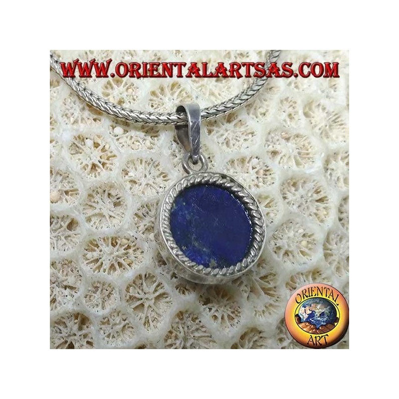 Silberanhänger mit Sonnenkamee aus natürlichem Lapislazuli rund