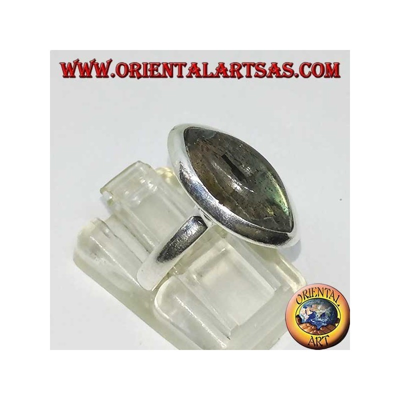 Anillo de plata con labradorita cortada