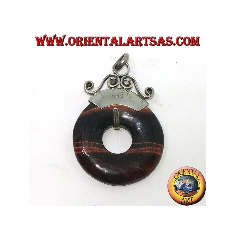 Colgante de plata con donut en ojo de tigre rojo