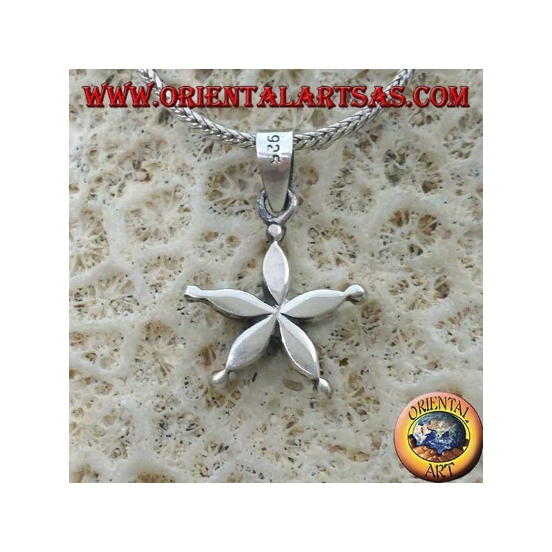 Pendentif étoile en argent avec turquoise et corail au centre