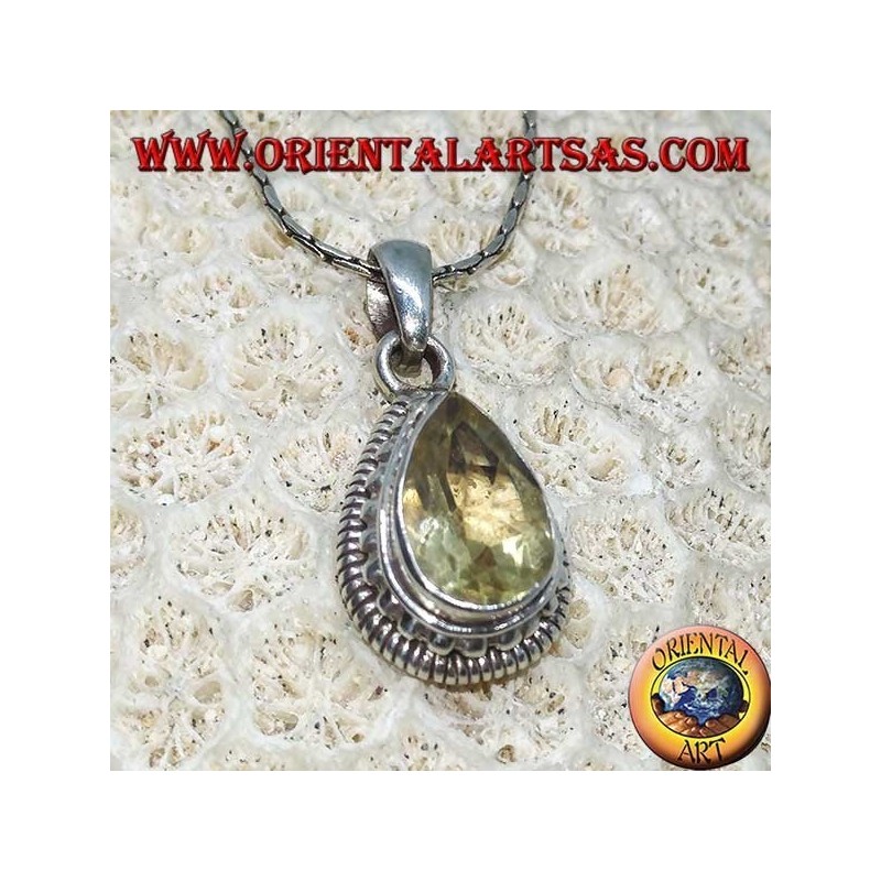 Colgante de plata con topacio amarillo natural facetado