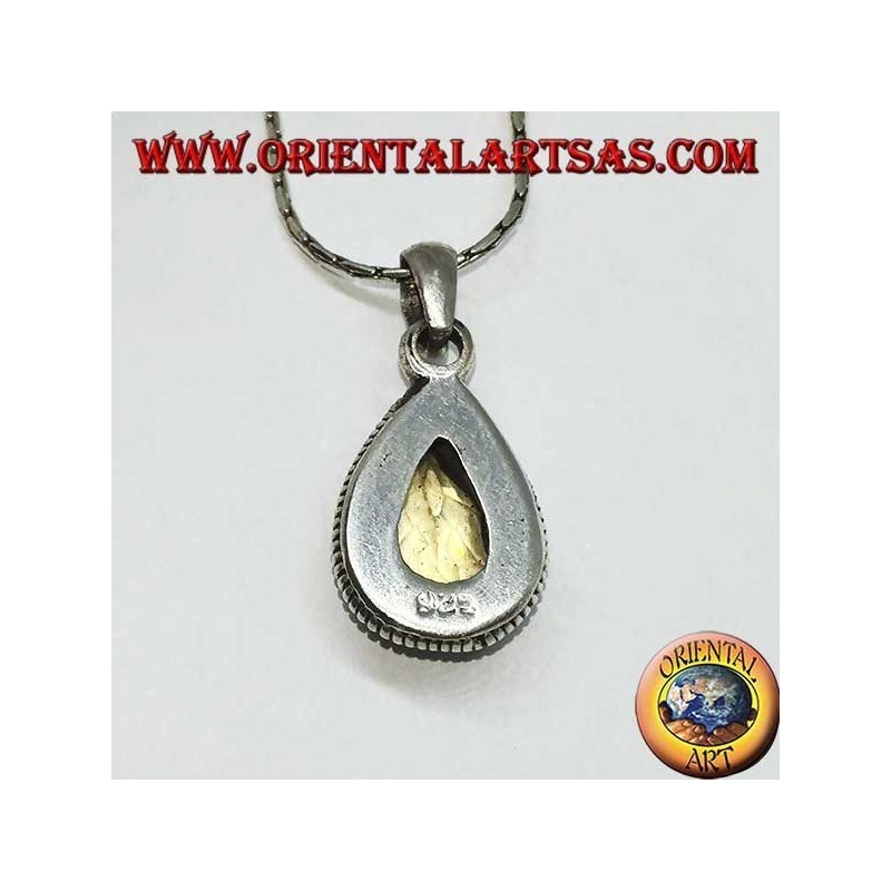 Pendentif en argent avec topaze de goutte à facettes jaune naturelle