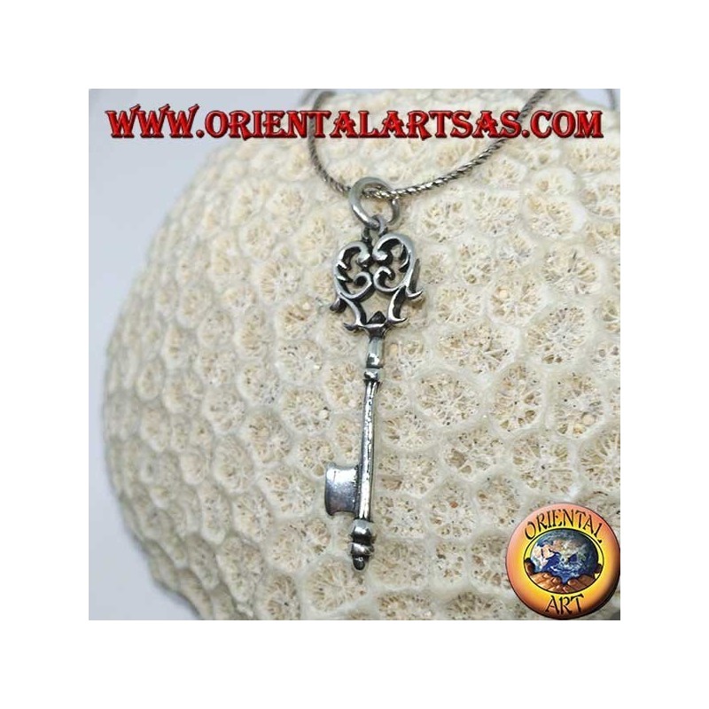 Pendentif clé en argent de style baroque (grand)