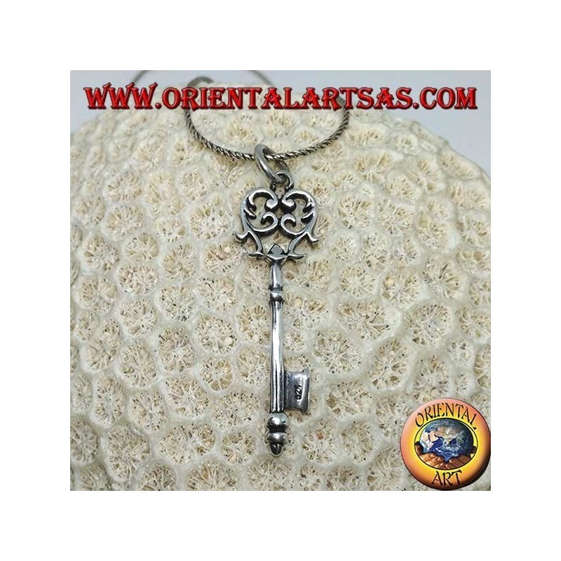 Ciondolo in Argento 925 - Chiave in Stile Barocco (Grande)