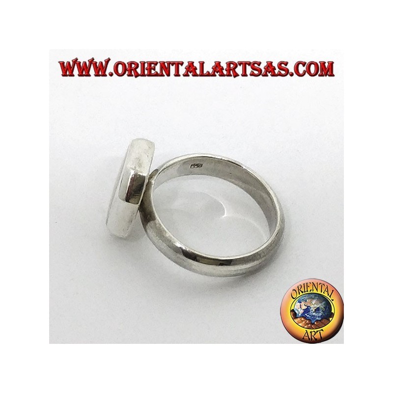 Anello in argento con base esagonale ed madreperla ovale