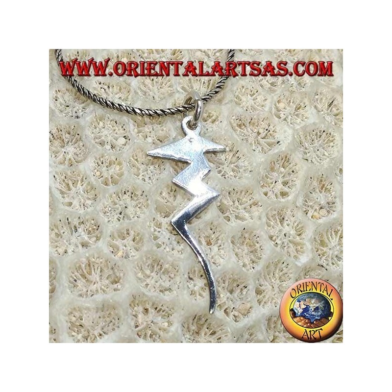 Pendentif éclair en argent, symbole du pouvoir et du danger