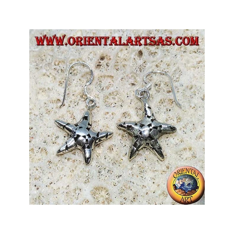 Boucles d'oreilles en argent, pendentifs étoiles de mer à la main