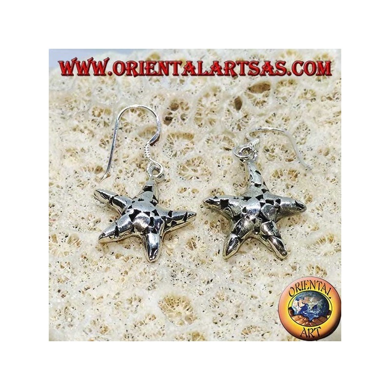 Silver earrings, handmade starfish pendants