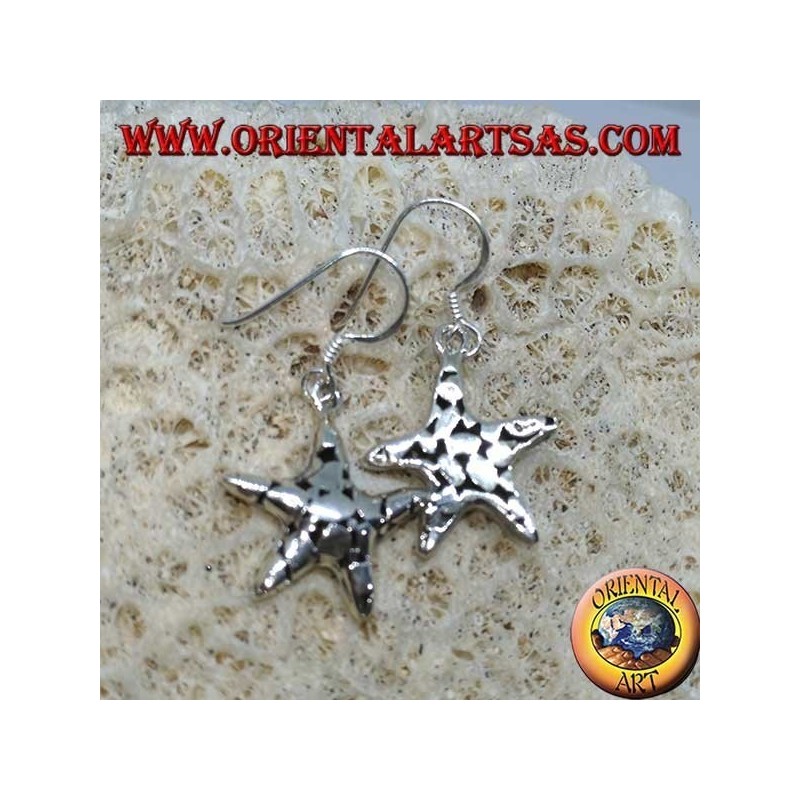 Boucles d'oreilles en argent, pendentifs étoiles de mer à la main