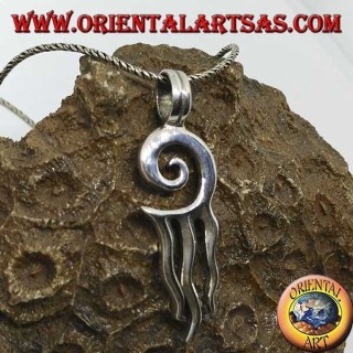 Pendentif en argent, spirale solaire à trois rayons