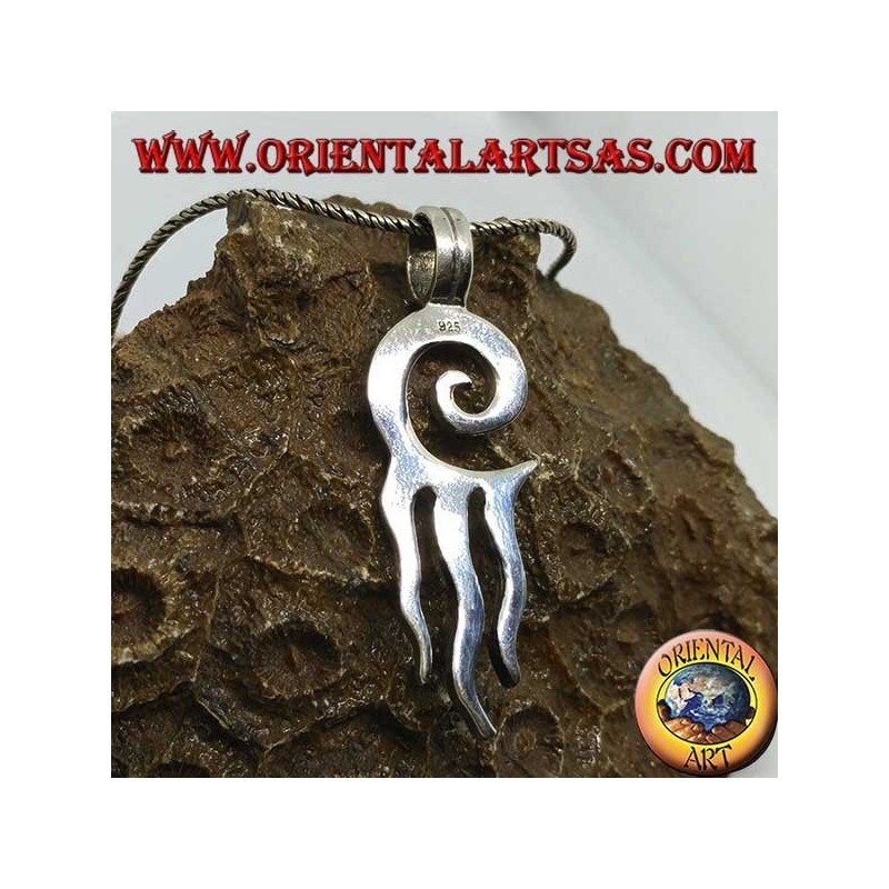 Pendentif en argent, spirale solaire à trois rayons