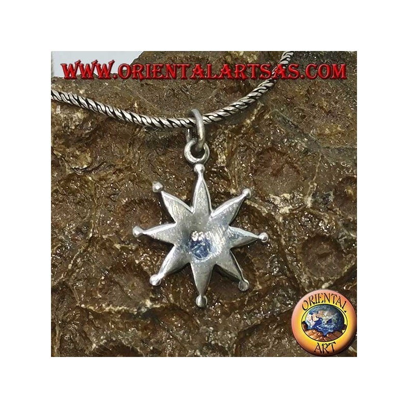 Colgante estrella de plata de ocho puntas con turquesa