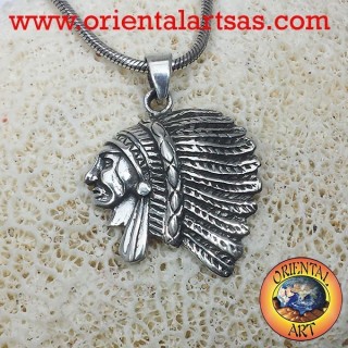 tête de pendentif d'argent Indien D'Amérique