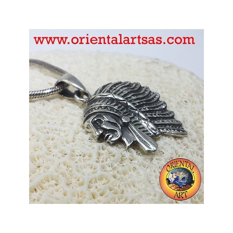 tête de pendentif d'argent Indien D'Amérique