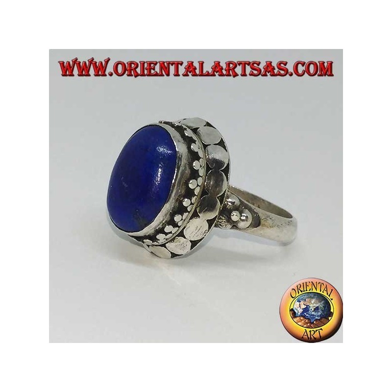 Silver ring with natural oval Lapis Lazuli set
