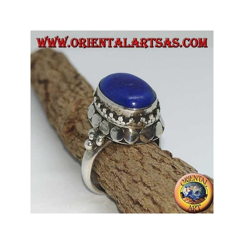 Anello in argento  con Lapislazzuli naturale ovale incastonato