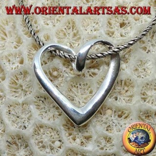Silver pendant with a twisted heart profile