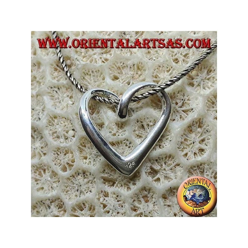 Silver pendant with a twisted heart profile