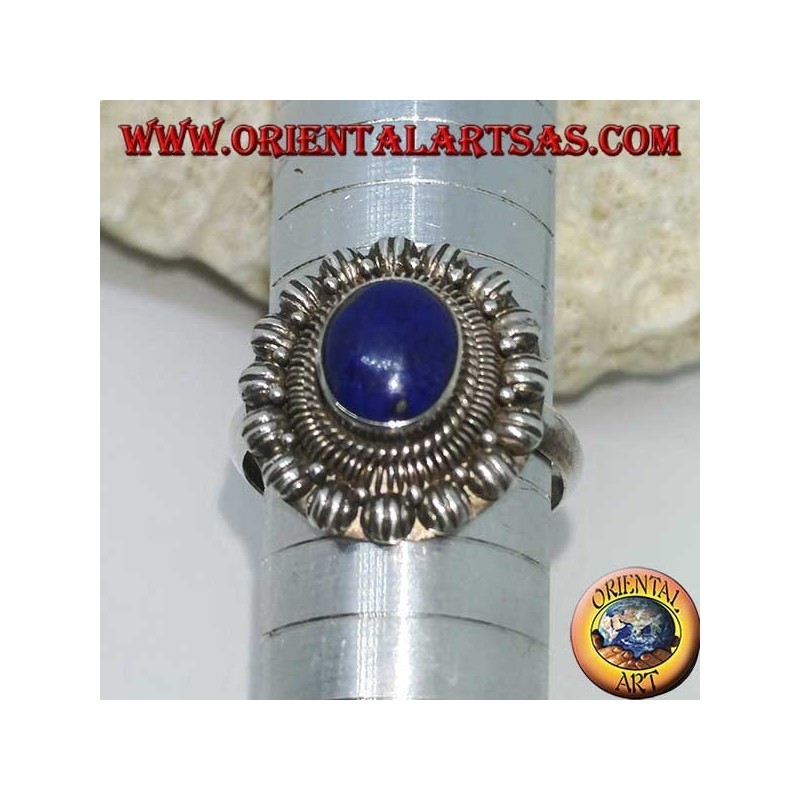 Handgemachter Silberring mit natürlichem ovalem Lapislazuli