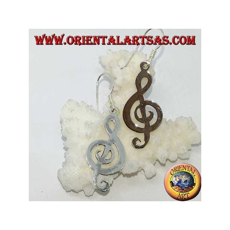 Pendientes de plata clave de sol