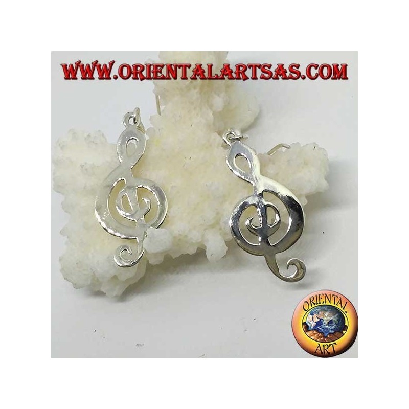 Silver treble clef earrings