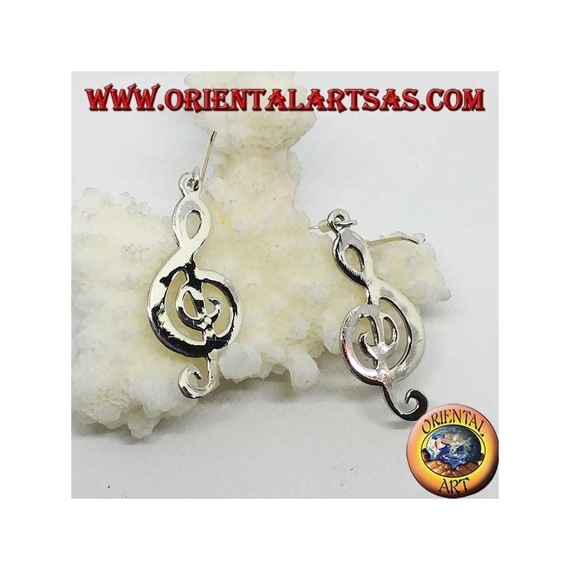 Silver treble clef earrings