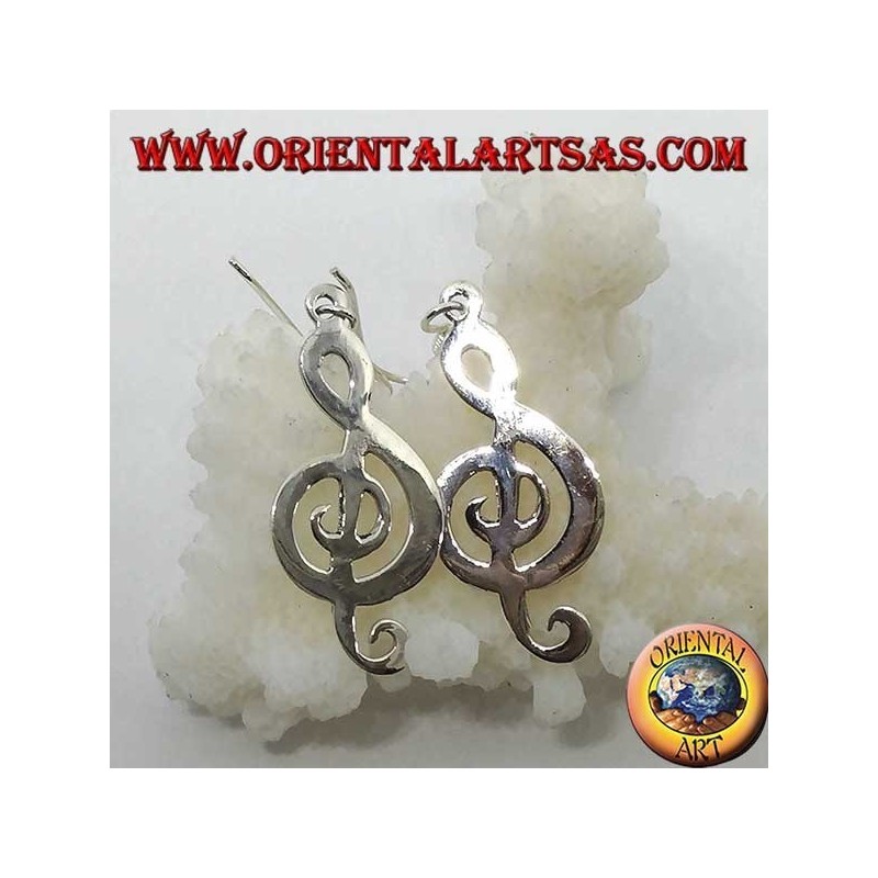 Pendientes de plata clave de sol