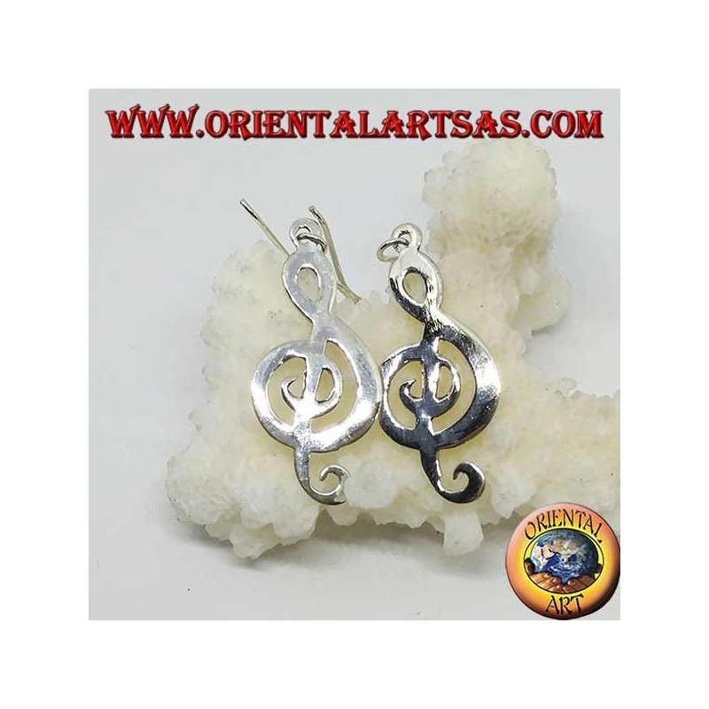 Pendientes de plata clave de sol